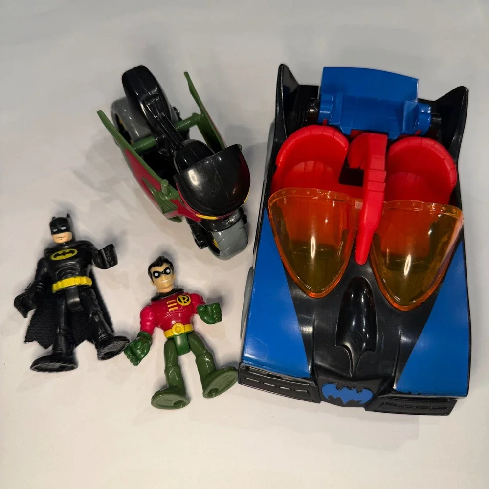Fisher Price Imaginext DC Super Friends Batman Robin Batmobile & Cycle Set 2011